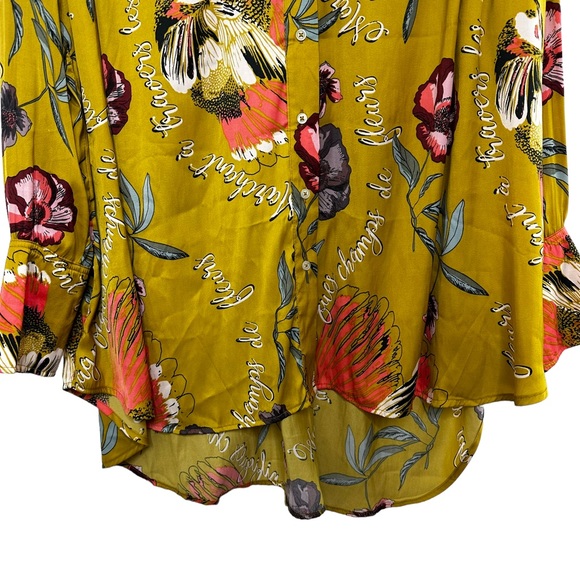 Free People Magnifique Marigold Long Sleeve Oversized Button Down EUC Size M - Picture 8 of 15